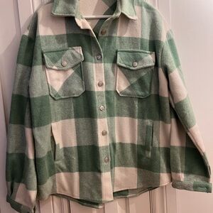 Green and White Plaid Jacket/Shacket